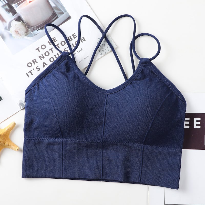 Big backless halter tank top female inner bra pads all-in-one beautiful back underwear