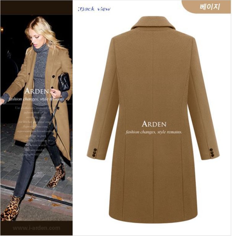 Autumn and winter long size woolen women's coat Amazon double-breasted woolen coat