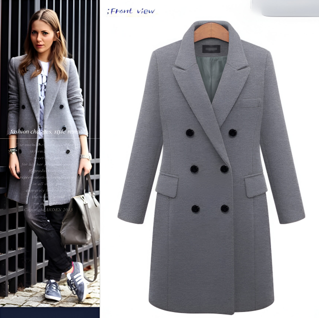 Autumn and winter long size woolen women's coat Amazon double-breasted woolen coat