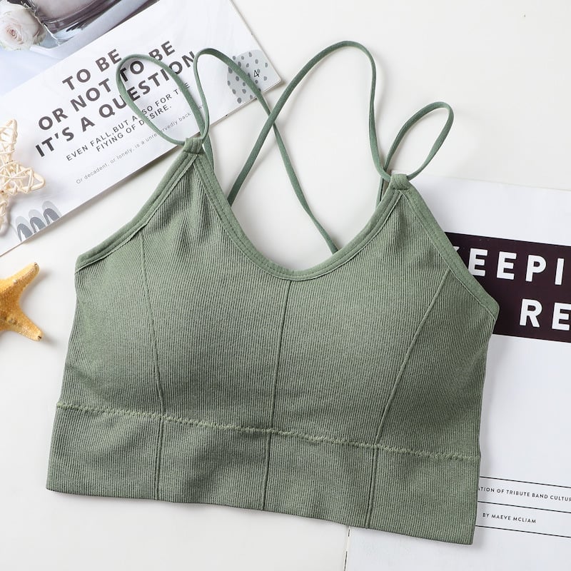 Big backless halter tank top female inner bra pads all-in-one beautiful back underwear