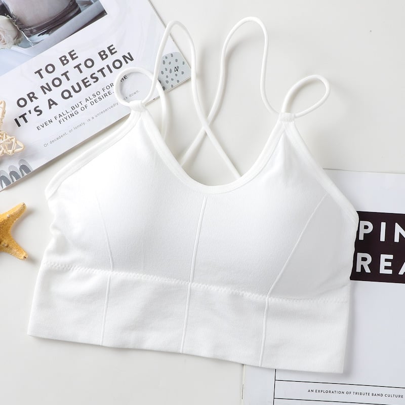 Big backless halter tank top female inner bra pads all-in-one beautiful back underwear