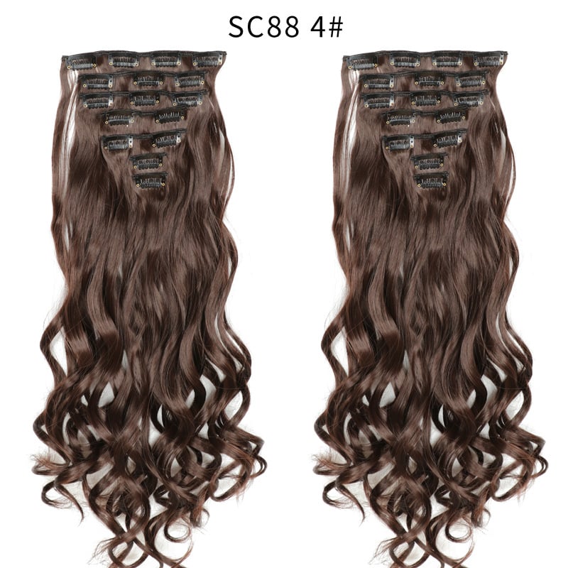 Seven Piece Wig Piece 16 Card Women Chemical Fibre High Temperature Silk Wig Long Curly Hair