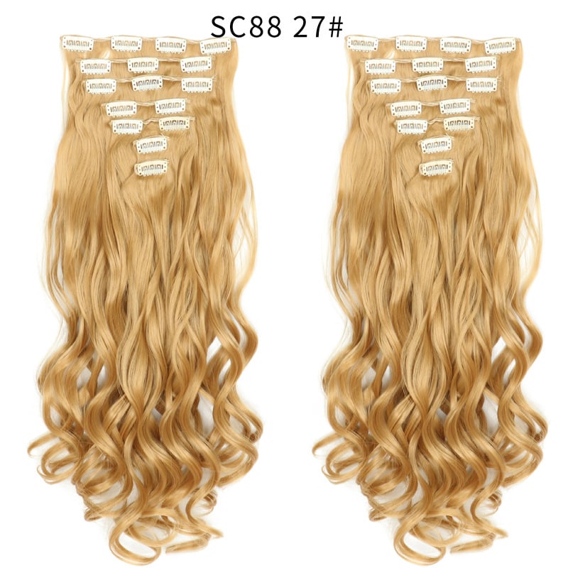 Seven Piece Wig Piece 16 Card Women Chemical Fibre High Temperature Silk Wig Long Curly Hair