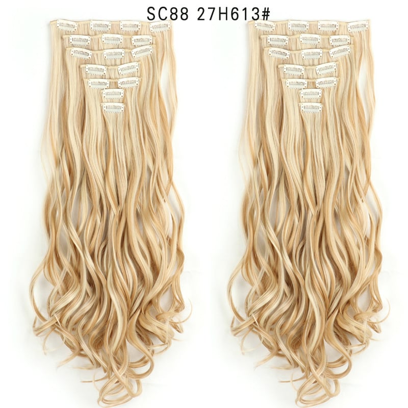 Seven Piece Wig Piece 16 Card Women Chemical Fibre High Temperature Silk Wig Long Curly Hair