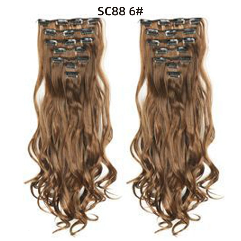 Seven Piece Wig Piece 16 Card Women Chemical Fibre High Temperature Silk Wig Long Curly Hair