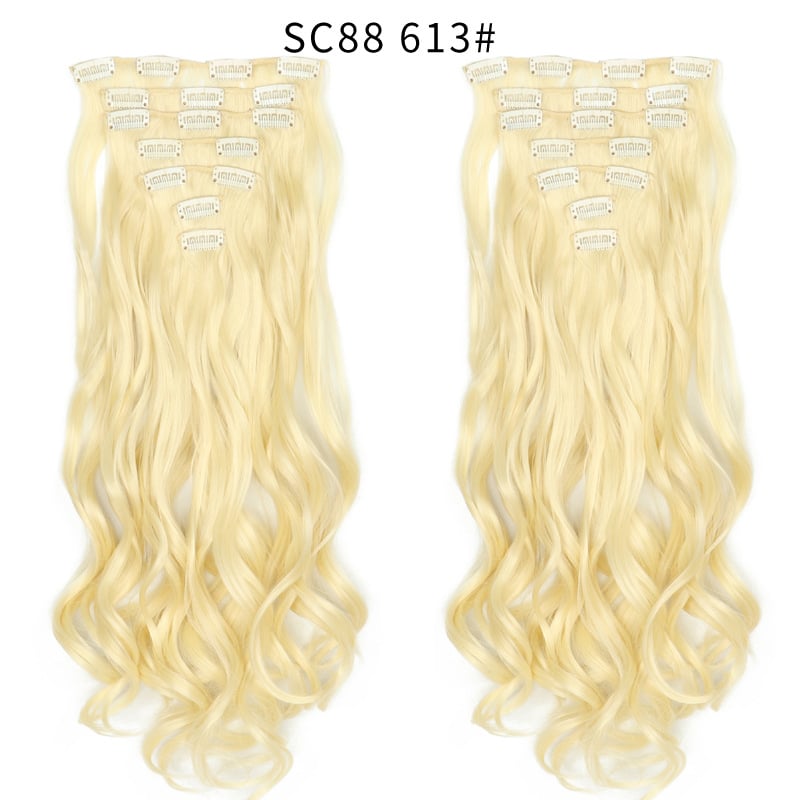Seven Piece Wig Piece 16 Card Women Chemical Fibre High Temperature Silk Wig Long Curly Hair