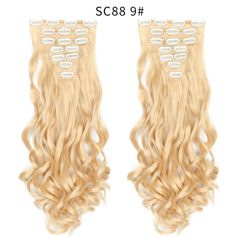 Seven Piece Wig Piece 16 Card Women Chemical Fibre High Temperature Silk Wig Long Curly Hair