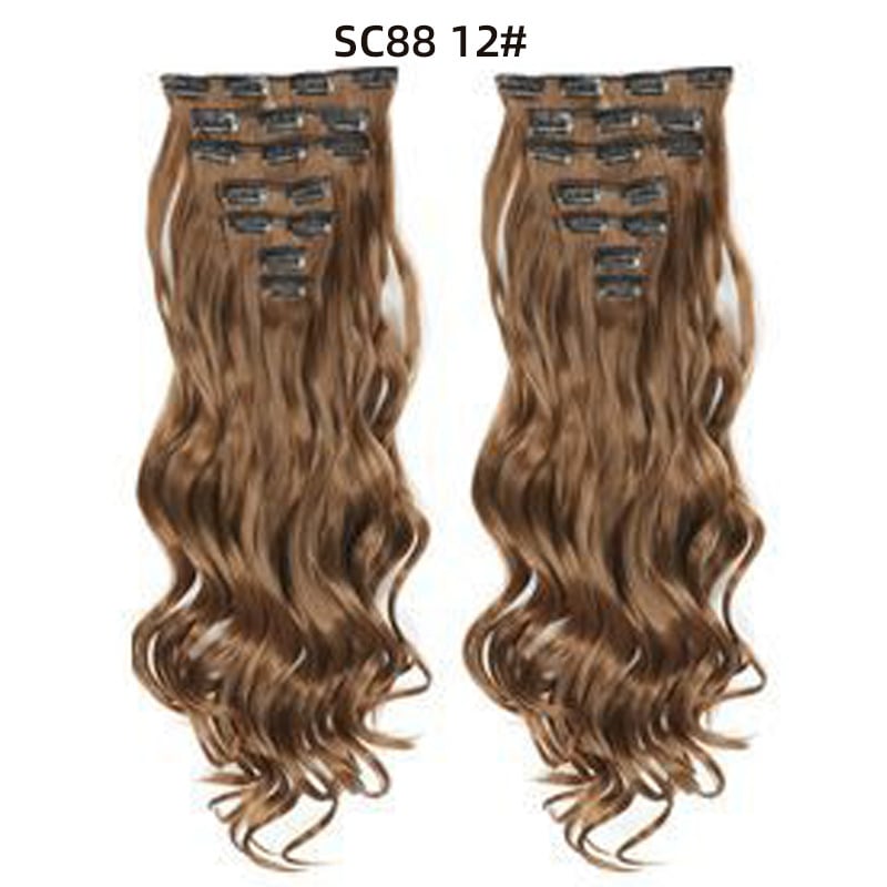 Seven Piece Wig Piece 16 Card Women Chemical Fibre High Temperature Silk Wig Long Curly Hair