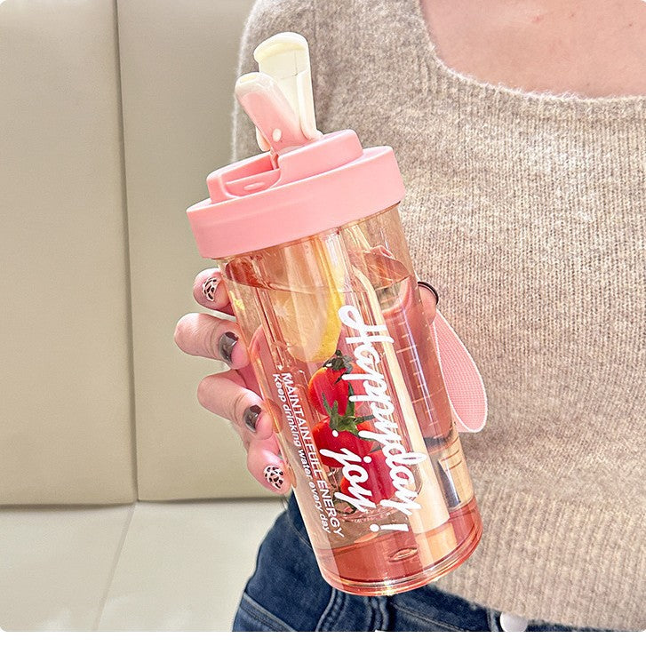 High appearance level plastic straw water bottle pc large-capacity water cup