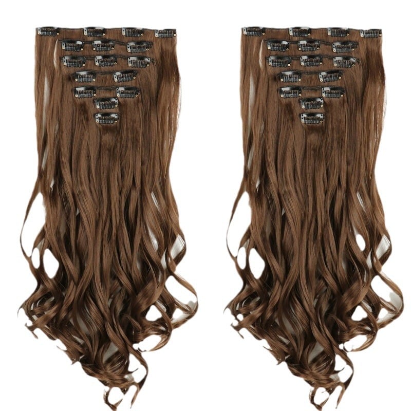 Seven Piece Wig Piece 16 Card Women Chemical Fibre High Temperature Silk Wig Long Curly Hair