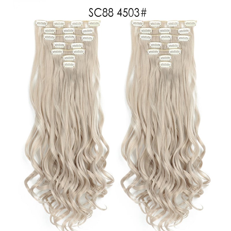 Seven Piece Wig Piece 16 Card Women Chemical Fibre High Temperature Silk Wig Long Curly Hair