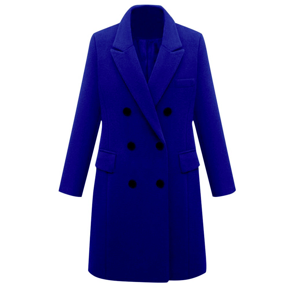 Autumn and winter long size woolen women's coat Amazon double-breasted woolen coat