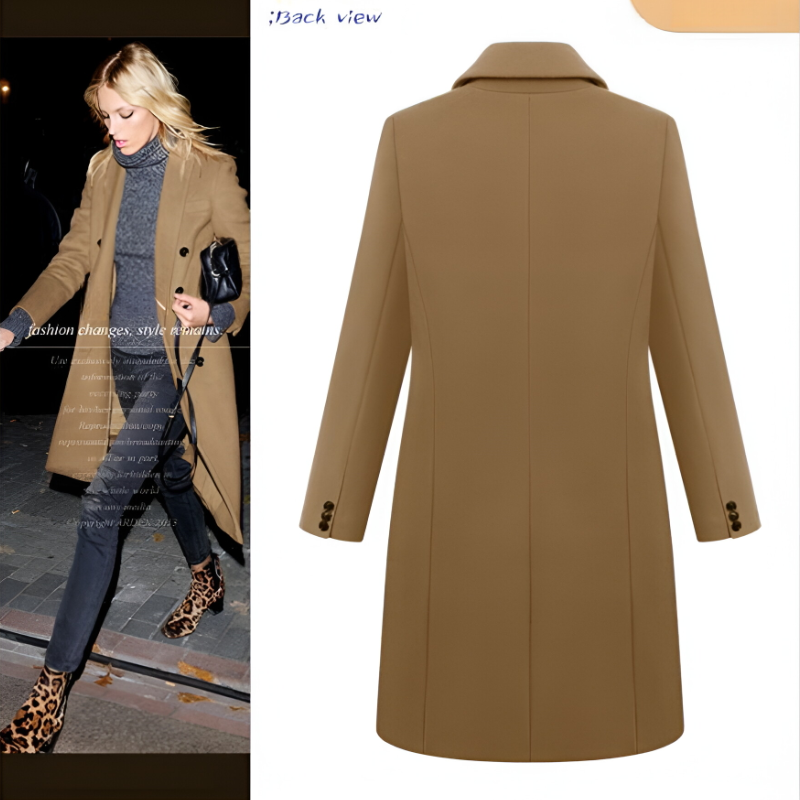 Autumn and winter long size woolen women's coat Amazon double-breasted woolen coat