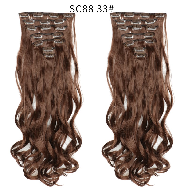 Seven Piece Wig Piece 16 Card Women Chemical Fibre High Temperature Silk Wig Long Curly Hair