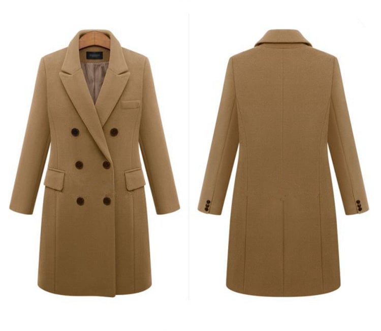 Autumn and winter long size woolen women's coat Amazon double-breasted woolen coat