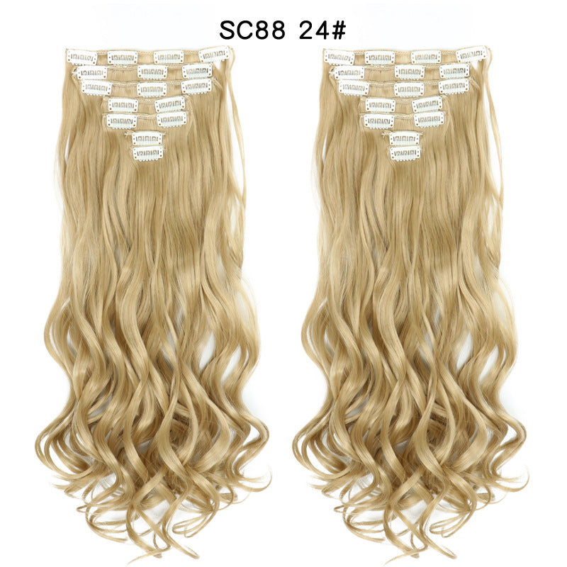 Seven Piece Wig Piece 16 Card Women Chemical Fibre High Temperature Silk Wig Long Curly Hair