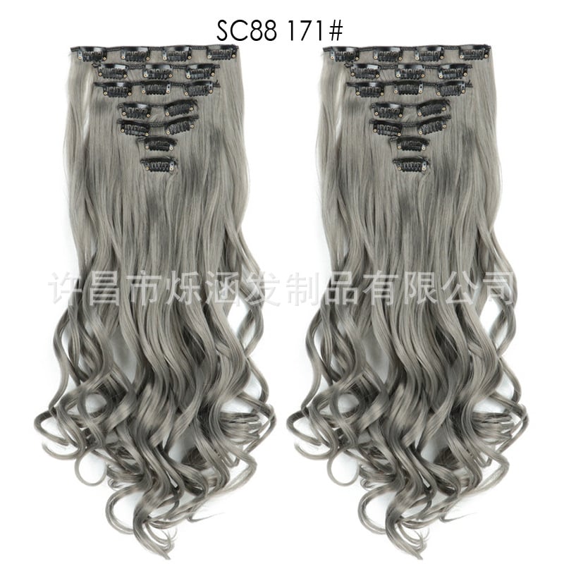 Seven Piece Wig Piece 16 Card Women Chemical Fibre High Temperature Silk Wig Long Curly Hair