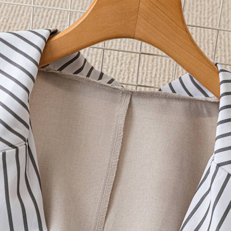 Women's Notched Lapel Single-Breasted Minimalist Blazer Half Sleeve H-Line Jacket With Pockets Casual & Office Wear For Spring&Fall