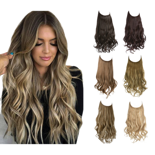 European and American wig one-piece hair quantity multiple U-shaped hair extension female fishing line wig invisible natural long curly hair