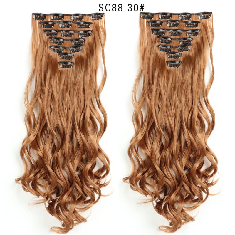 Seven Piece Wig Piece 16 Card Women Chemical Fibre High Temperature Silk Wig Long Curly Hair