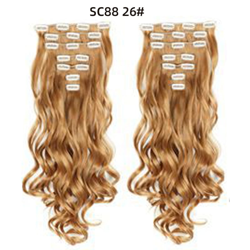 Seven Piece Wig Piece 16 Card Women Chemical Fibre High Temperature Silk Wig Long Curly Hair