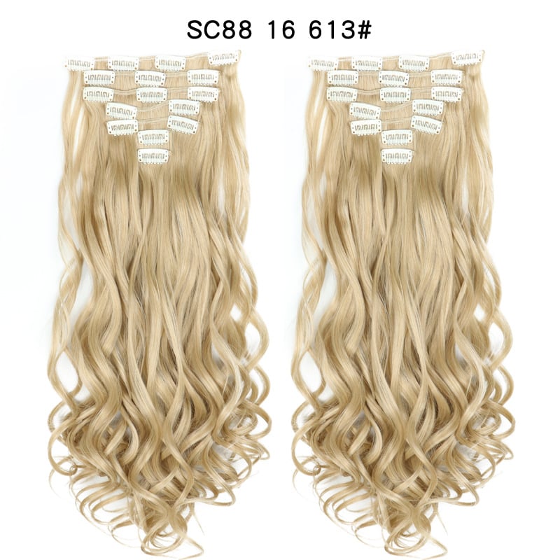 Seven Piece Wig Piece 16 Card Women Chemical Fibre High Temperature Silk Wig Long Curly Hair