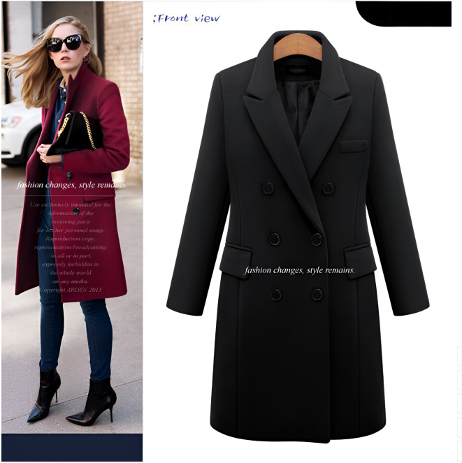 Autumn and winter long size woolen women's coat Amazon double-breasted woolen coat