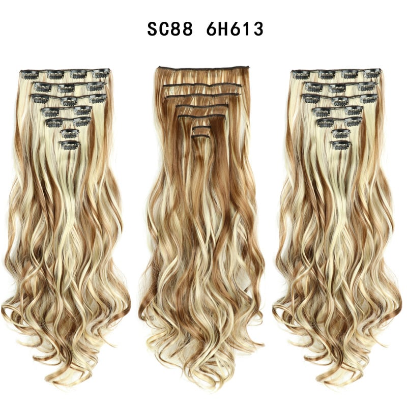 Seven Piece Wig Piece 16 Card Women Chemical Fibre High Temperature Silk Wig Long Curly Hair