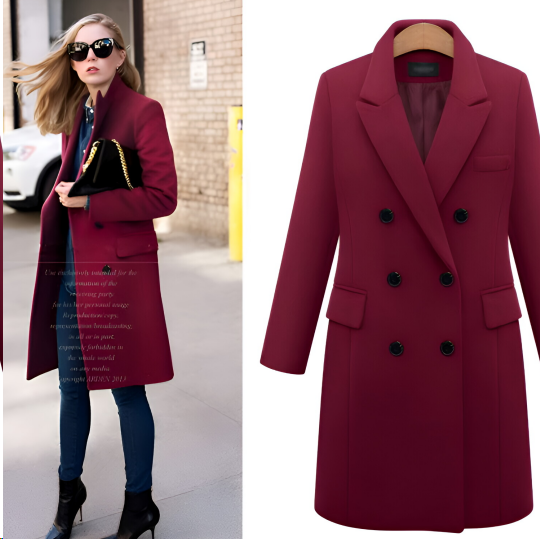 Autumn and winter long size woolen women's coat Amazon double-breasted woolen coat