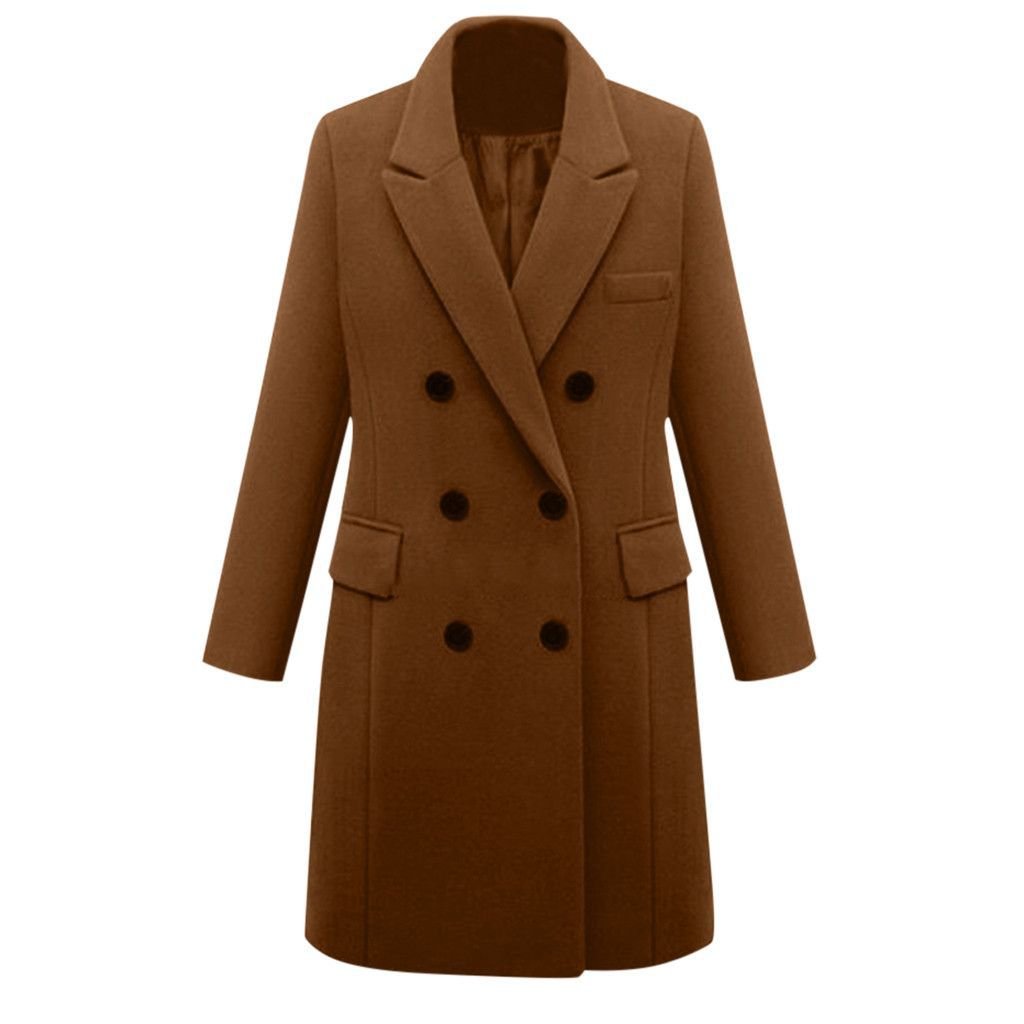 Autumn and winter long size woolen women's coat Amazon double-breasted woolen coat