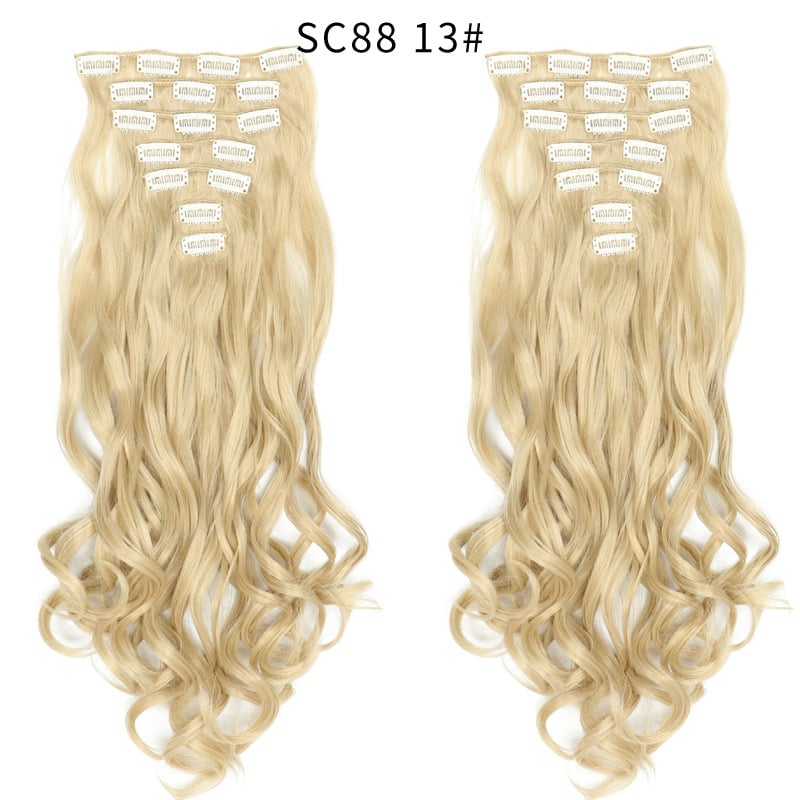 Seven Piece Wig Piece 16 Card Women Chemical Fibre High Temperature Silk Wig Long Curly Hair
