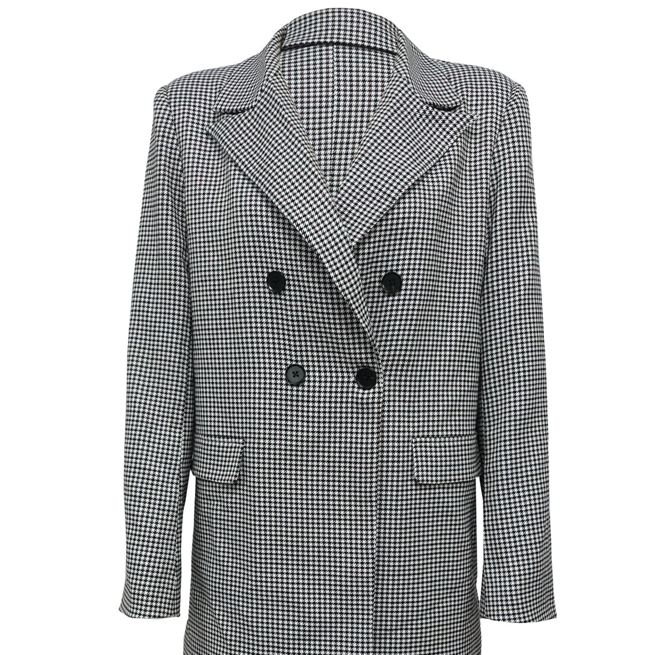 Ladies' Lapel Double Breasted Checkered Suit Jacket
