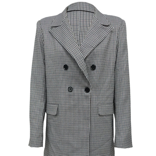 Ladies' Lapel Double Breasted Checkered Suit Jacket