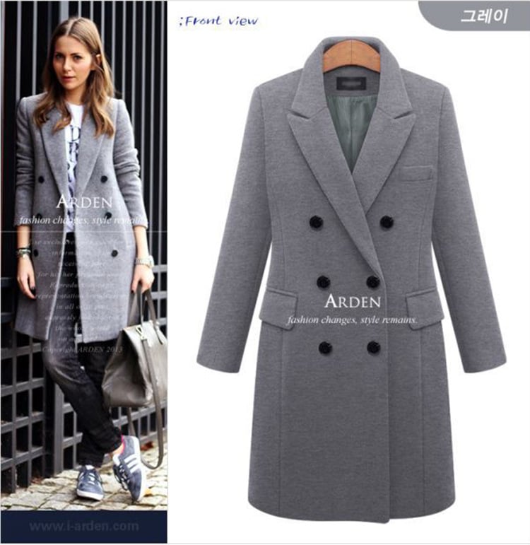 Autumn and winter long size woolen women's coat Amazon double-breasted woolen coat
