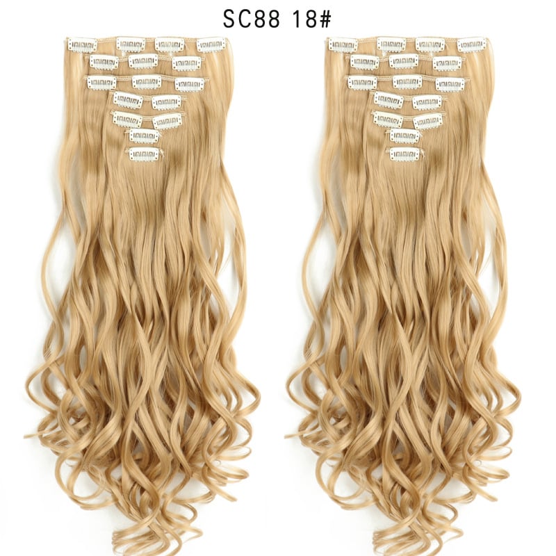 Seven Piece Wig Piece 16 Card Women Chemical Fibre High Temperature Silk Wig Long Curly Hair
