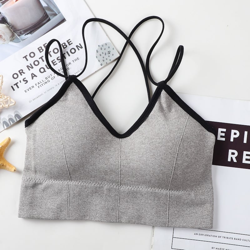 Big backless halter tank top female inner bra pads all-in-one beautiful back underwear