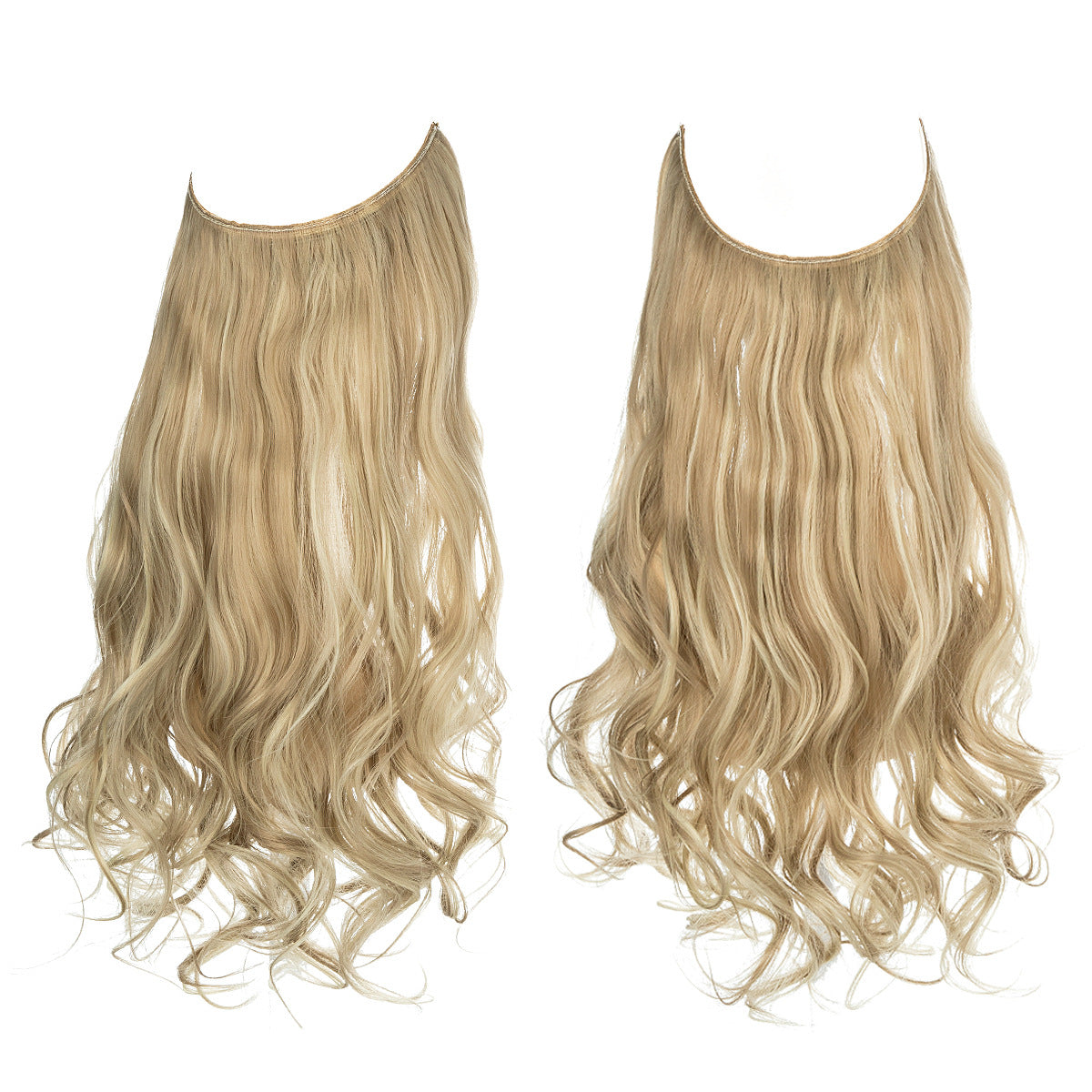 European and American wig one-piece hair quantity multiple U-shaped hair extension female fishing line wig invisible natural long curly hair