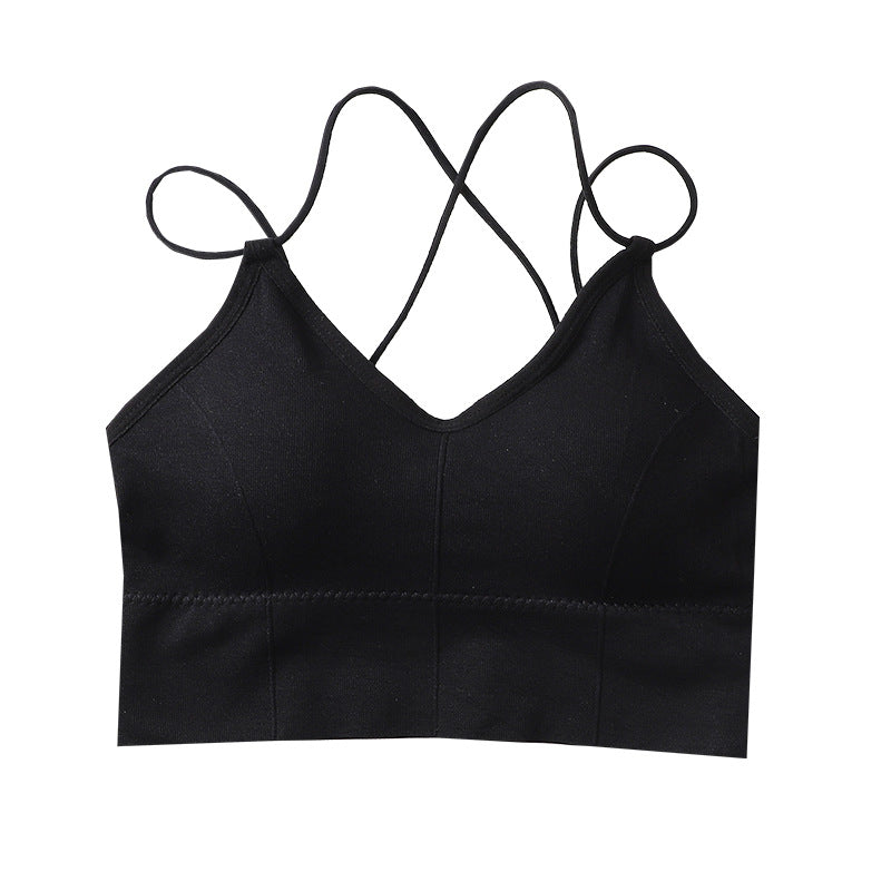 Big backless halter tank top female inner bra pads all-in-one beautiful back underwear