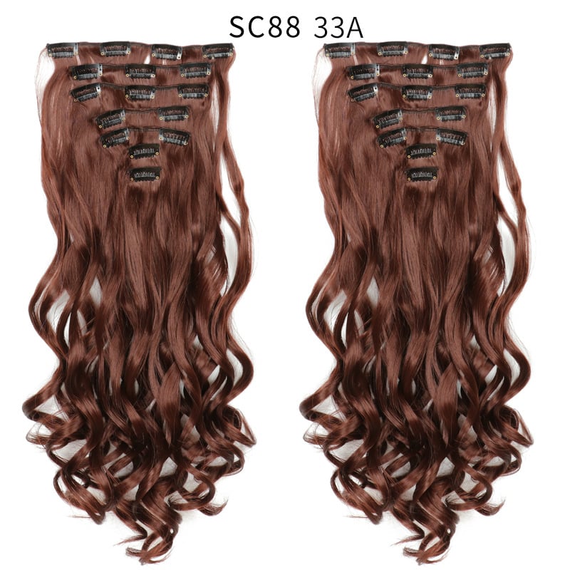 Seven Piece Wig Piece 16 Card Women Chemical Fibre High Temperature Silk Wig Long Curly Hair