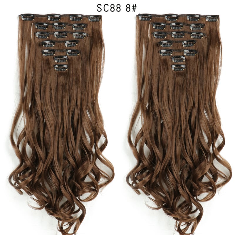 Seven Piece Wig Piece 16 Card Women Chemical Fibre High Temperature Silk Wig Long Curly Hair