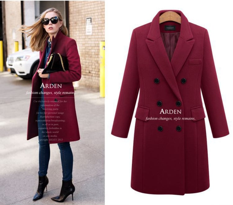 Autumn and winter long size woolen women's coat Amazon double-breasted woolen coat