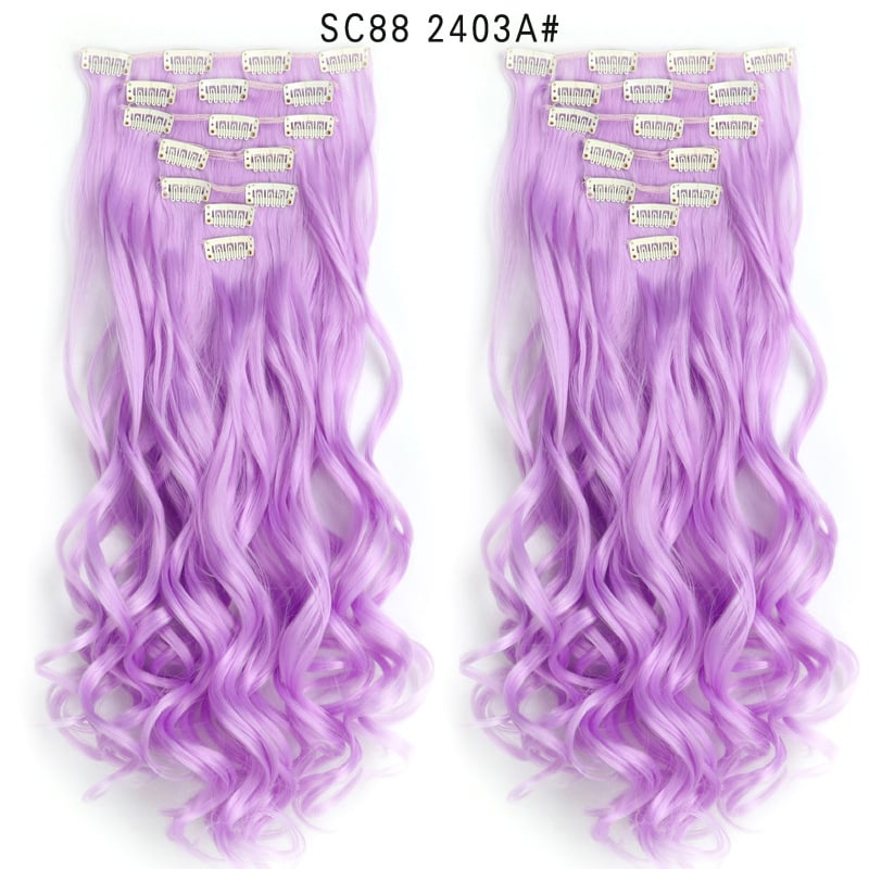 Seven Piece Wig Piece 16 Card Women Chemical Fibre High Temperature Silk Wig Long Curly Hair