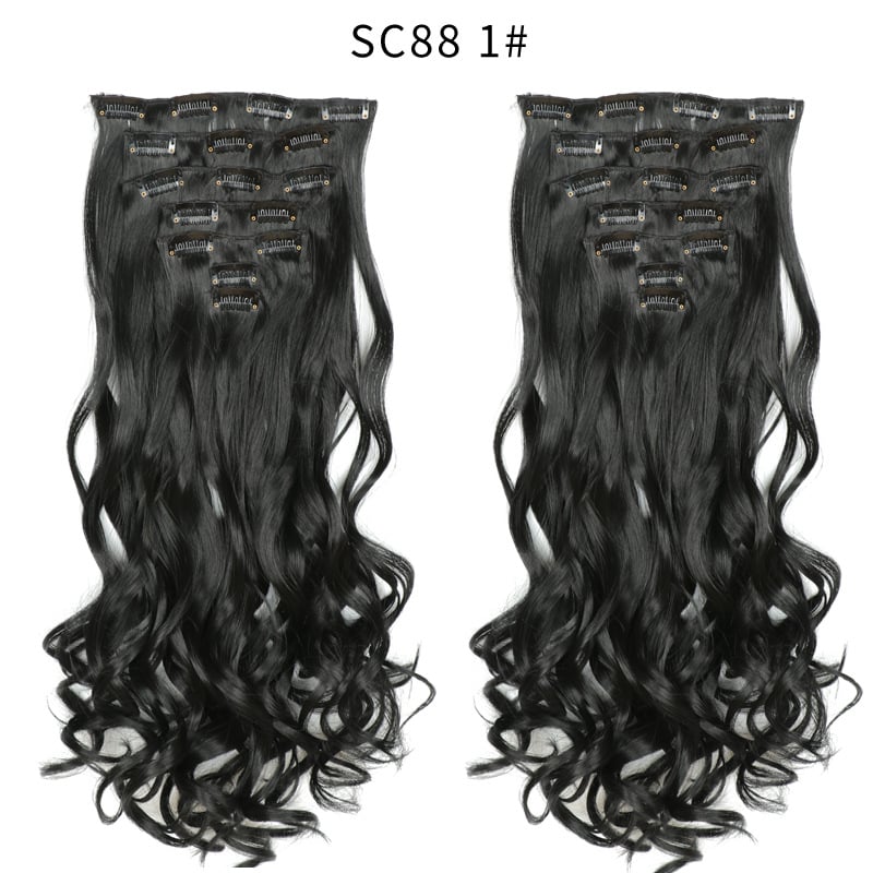 Seven Piece Wig Piece 16 Card Women Chemical Fibre High Temperature Silk Wig Long Curly Hair