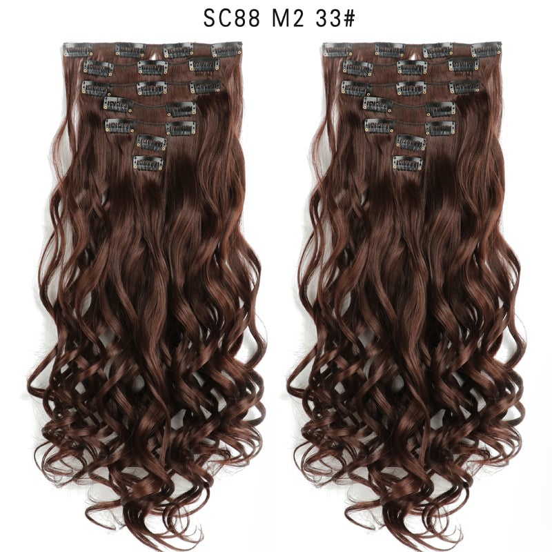 Seven Piece Wig Piece 16 Card Women Chemical Fibre High Temperature Silk Wig Long Curly Hair