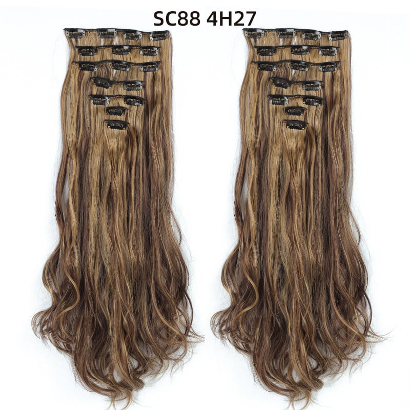 Seven Piece Wig Piece 16 Card Women Chemical Fibre High Temperature Silk Wig Long Curly Hair