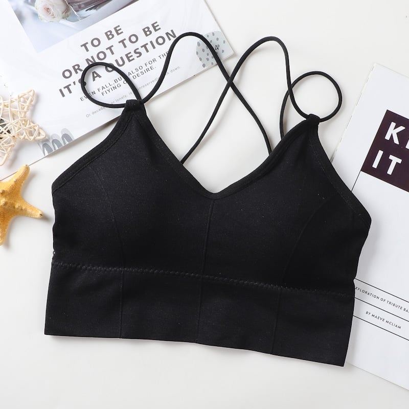 Big backless halter tank top female inner bra pads all-in-one beautiful back underwear